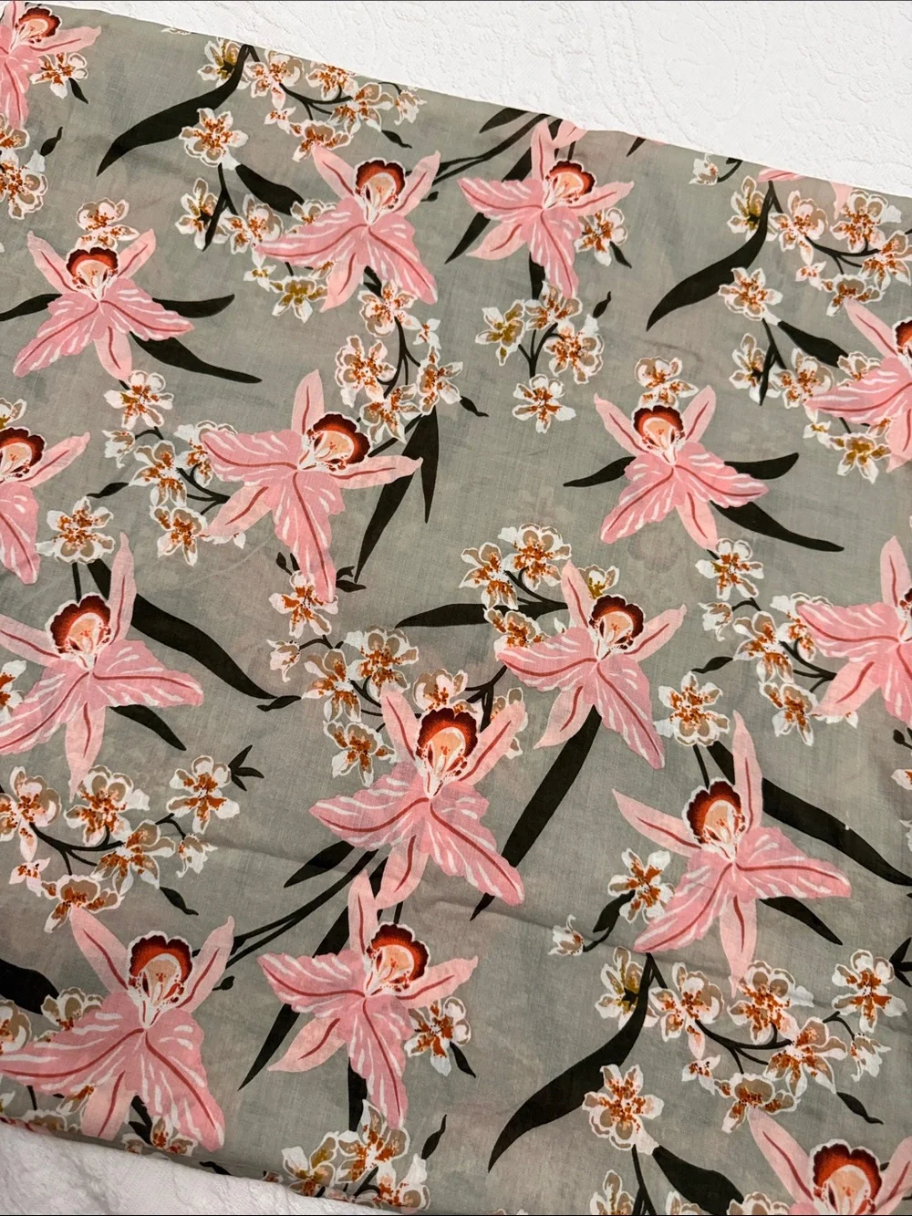 Acacia swimwear pareo. Floral Pink Orchid Lightweight